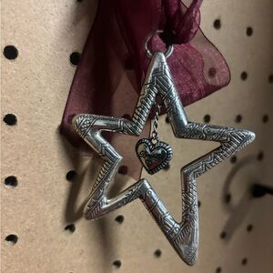 Brighton Silver Star Ornament with Heart Charm